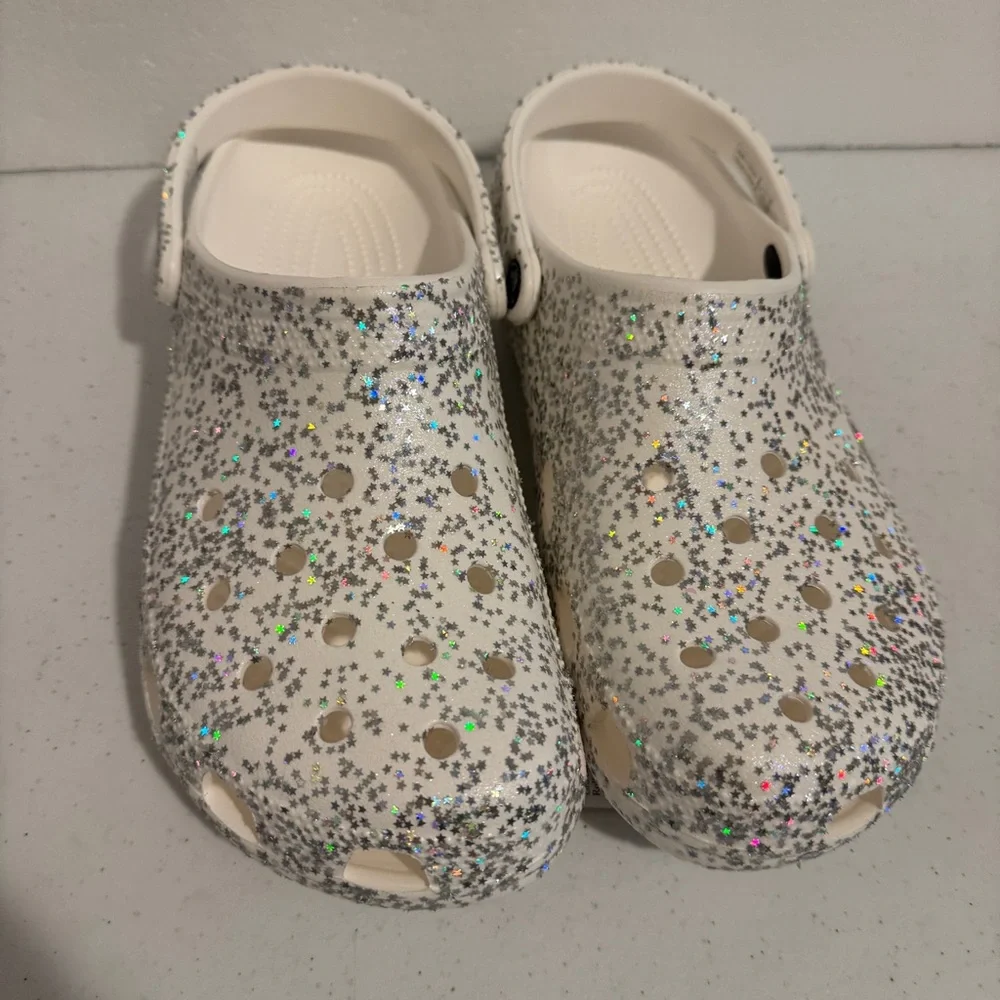 Crocs Classic Starry Glitter Clog Unisex Size Women's 12 Men's 11 Casual Beach - Picture 2 of 9